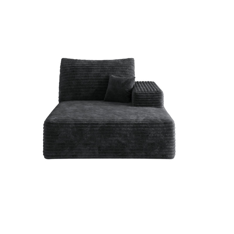 Canapé-lit Boneless Y119-R-SLEEPER, Tissu noir, Orienté à gauche (vu de face), H 37,88 po x l 70,18 po x P 39,48 po