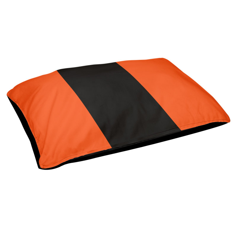 Coussin de lit pour chien Cincinnati, Grand (l 50 po x P 40 po x H 7 po), Orange / Noir