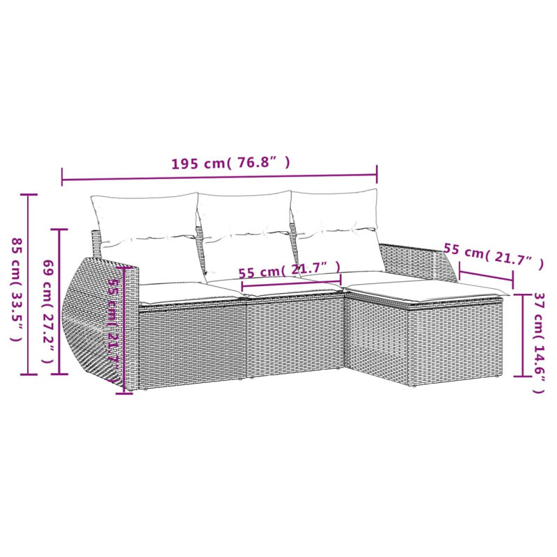 Ensemble de canapé de jardin Vidaxl Beige PE rotin standard modulaire