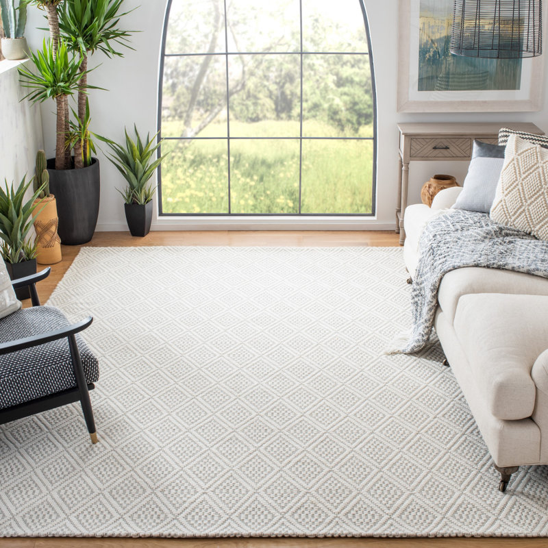 Geometric Flat Weave Wool And Cotton With Latex Geometric Rug