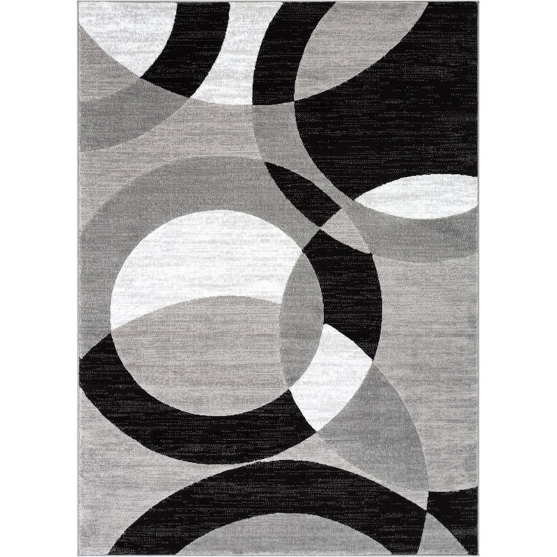 Bingo Gray Modern Geometric Rug, Rectangle 2'7" x 3'11"