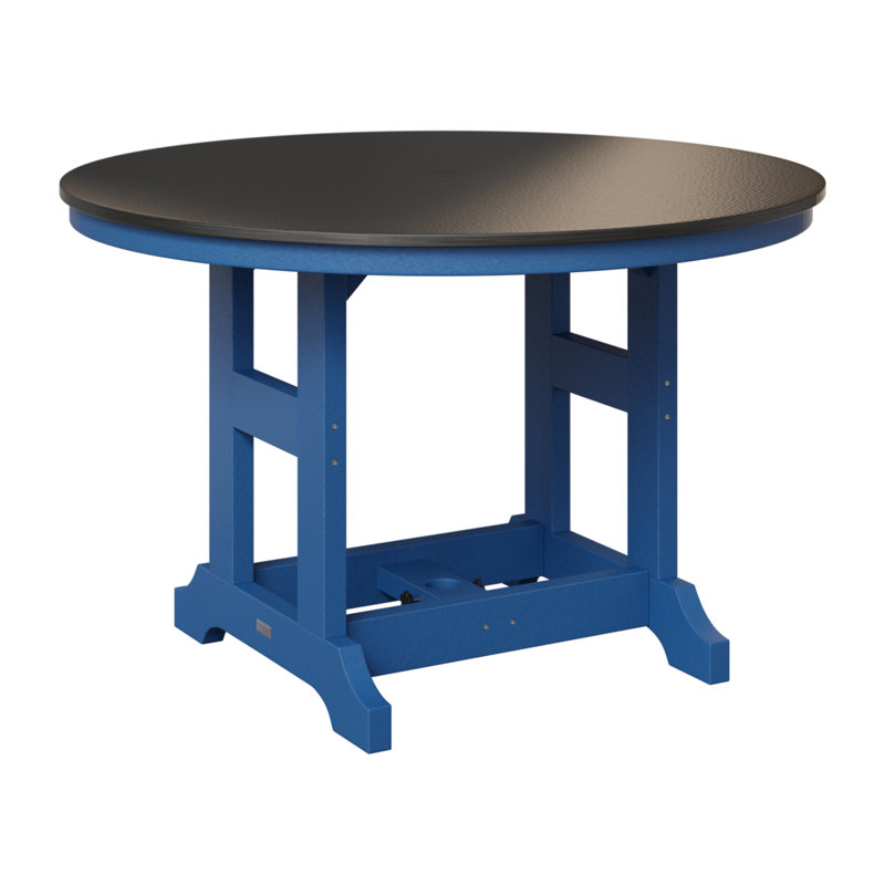 Table de salle à manger Garden Classic, Bleu pacifique, H 30,87 po x l 48 po x P 48 po, Noir martelé