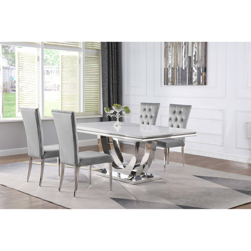 Ensemble de salle à manger 5 pièces Allessandra, 5 pièces: table, 4 chaises, Gris