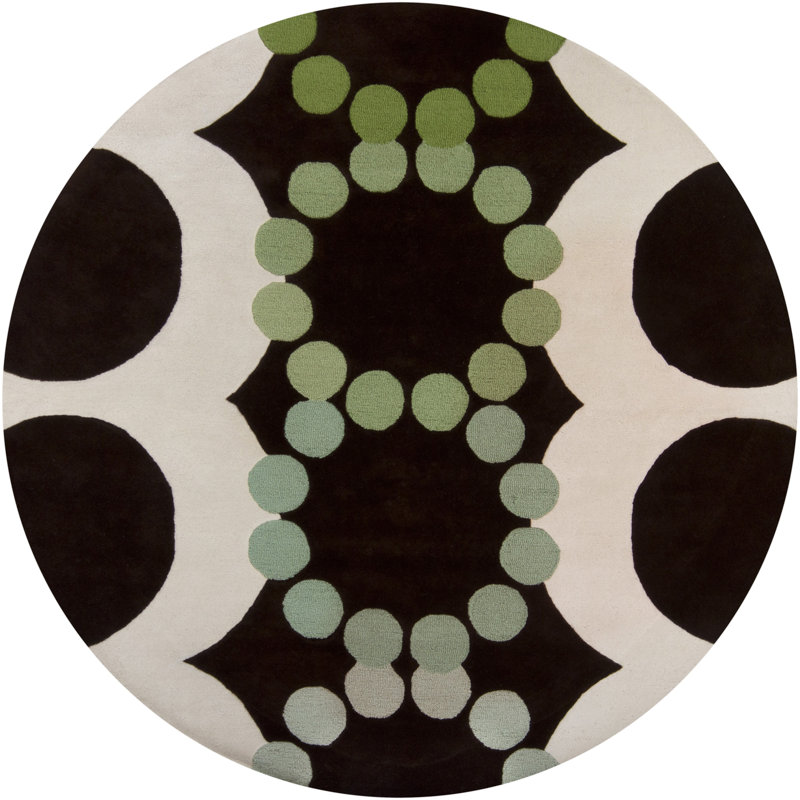 Avalisa Brown/White Area Rug, Round 7'9", Blue/Brown/Cream/Green