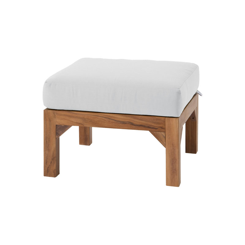 Porschea Square Outdoor Teak Ottoman Patio Ottoman, Natural