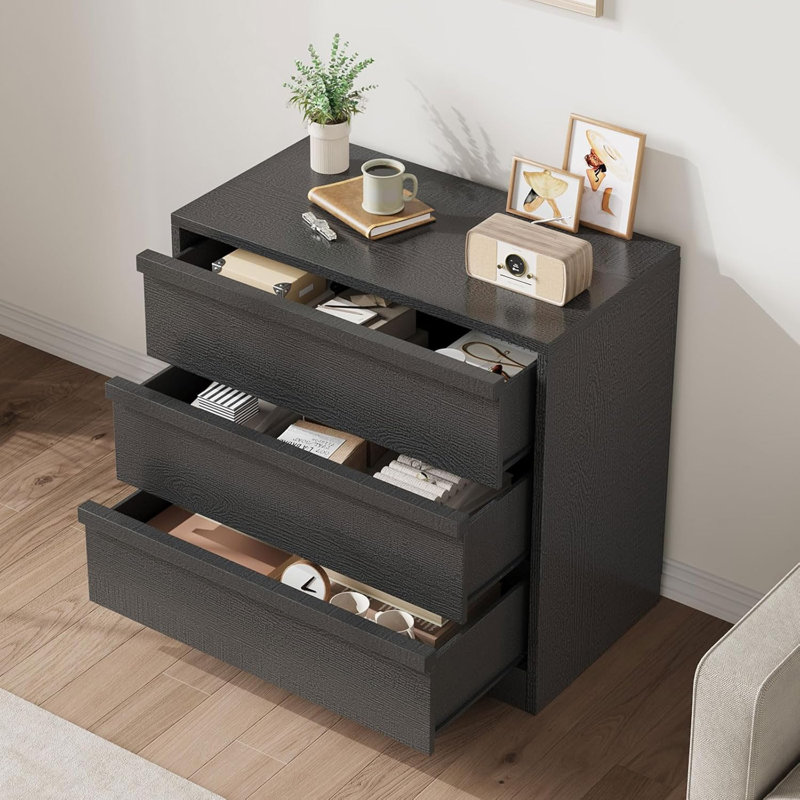 75cm W 3 - Drawer Chest of Drawers, Black