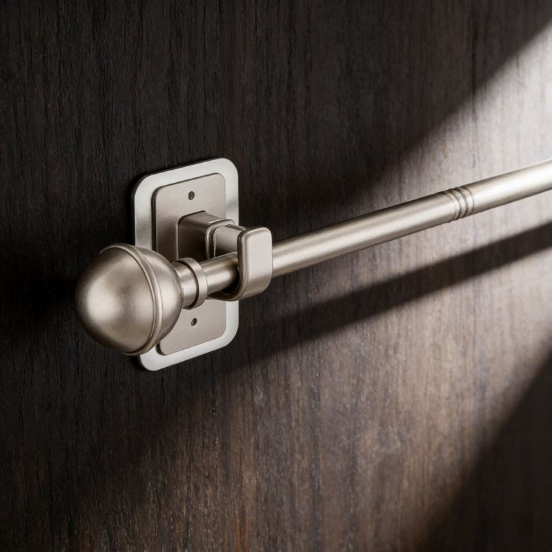 Tringle à rideaux sans perceuse avec supports adhésifs, tringle à tension télescopique réglable pour fenêtres de 27 à 52 pouces, installation sans dommages pour les portes et les murs
