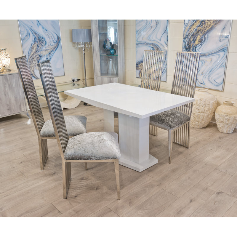Spillane 4 - Person Butterfly Leaf Dining Set, Silver