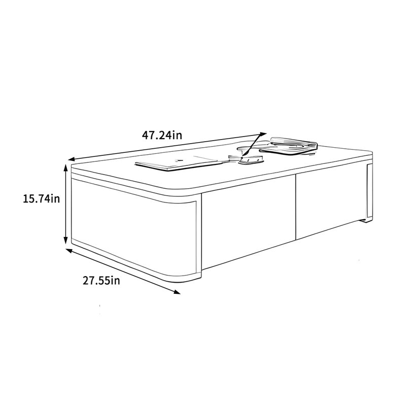 Table basse moderne avec tiroir de rangement, H 15,74 po x L 47,24 po x l 27,55 po