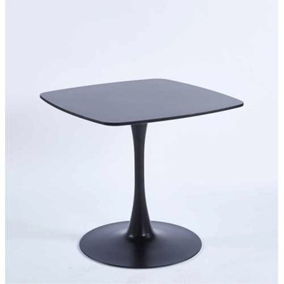 24 Inch Black Square Tulip Table For 2-4 Person, Modern Mid-Century Small Dining Table With Sturdy Metal Pedestal Base, For Kitchen, Small Space, Apartment, Bistro, Cafe, Office, Living Room
