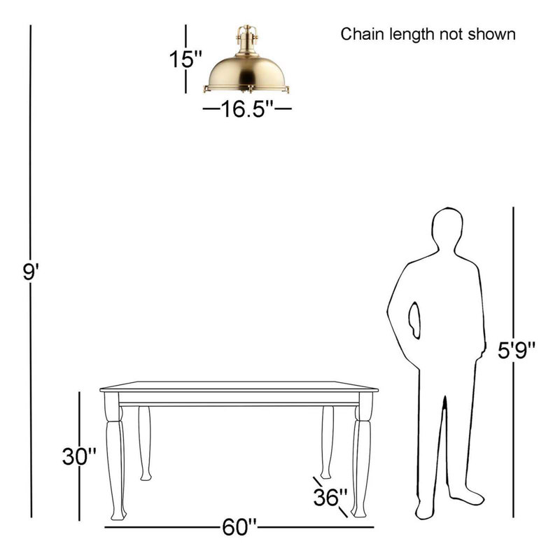 Gaskell 1 - Light Single Pendant, Aged Brass