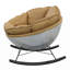 Chaise berçante en cuir jaune et argent-113380298
