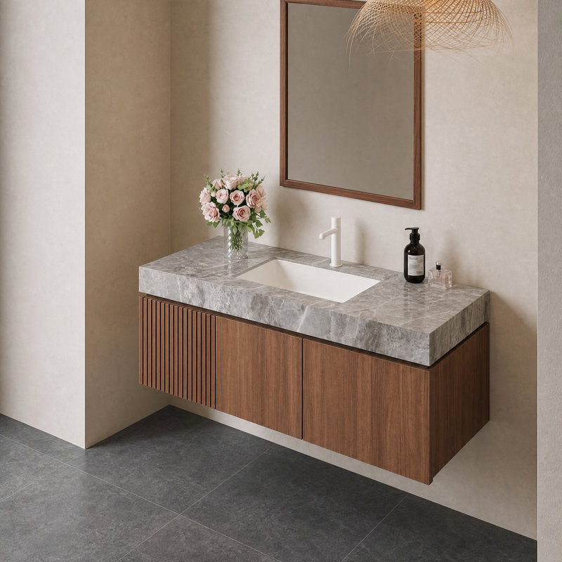 Meuble-lavabo 48 po, Chêne brun