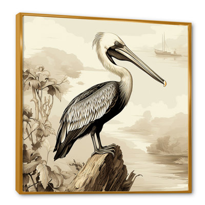 Vintage Pelican By The Shore II - Pelican Wall Art