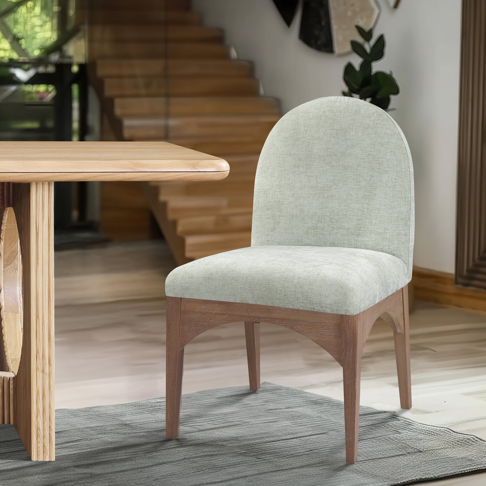 Waldorf Dining Chair, Natural, Mint Chenille
