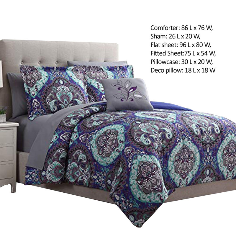 Sateen Geometric Shapes Comforter, Full Comforter + 7 Additional Pieces