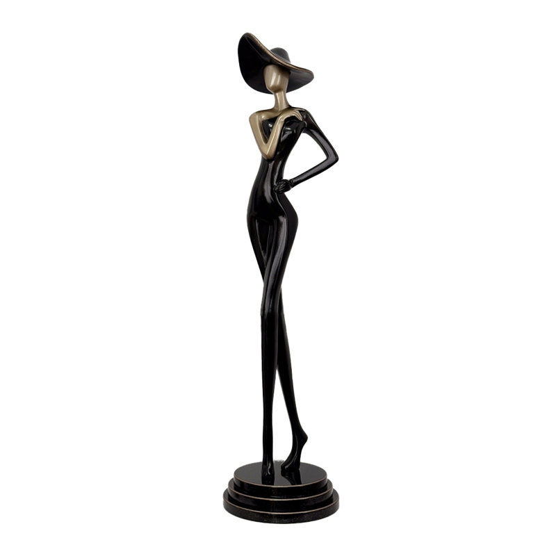 Simple Sculpture Art Figure Fiberglass Resin Decoration Item, 40.16" H x 10.24" W x 7.48" D, Black/Silver