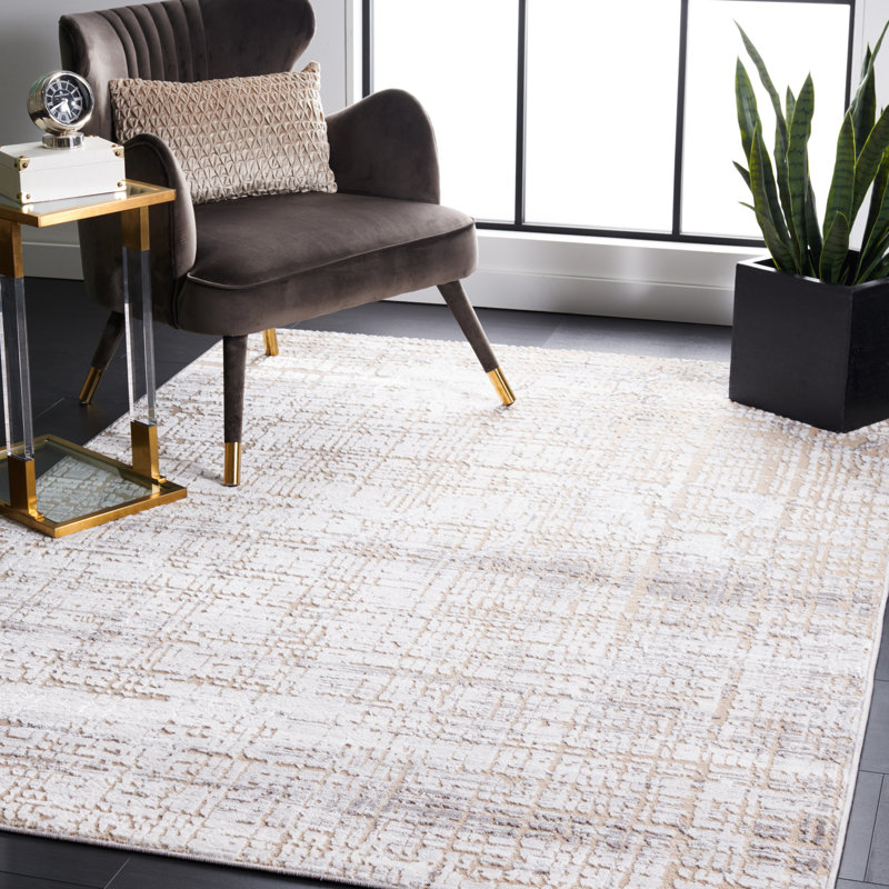Amelia Gray and Beige Synthetic Hand-knotted Area Rug