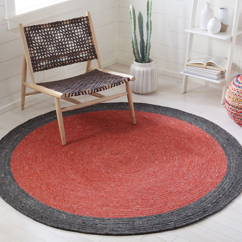 Nunley Hand Woven Wool/Cotton Rug in Red, Round 4'