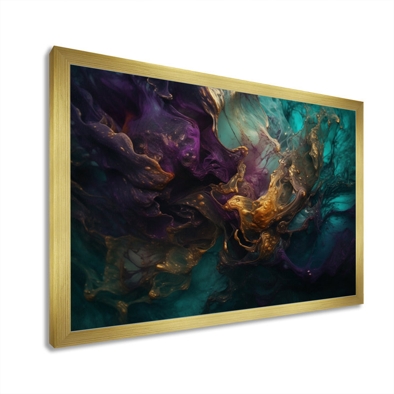 L'essence de la fluidité III sur toile, H 12 po x l 20 po x P 1 po, Encadrement doré