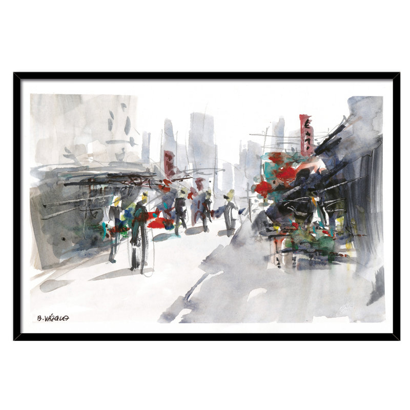Places Hong Kong by Bruno Vázquez - Single Picture Frame Painting, 80cm H x 120cm W x 3cm D