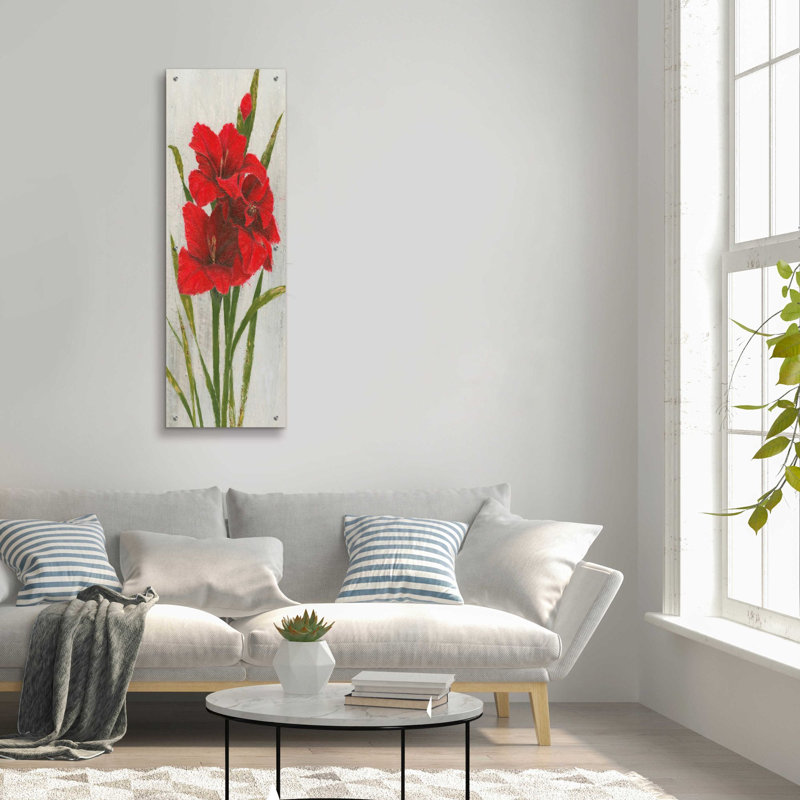 'Red Simplicity I' by James Wiens, Acrylic Glass Wall Art, 16" W x 48" H