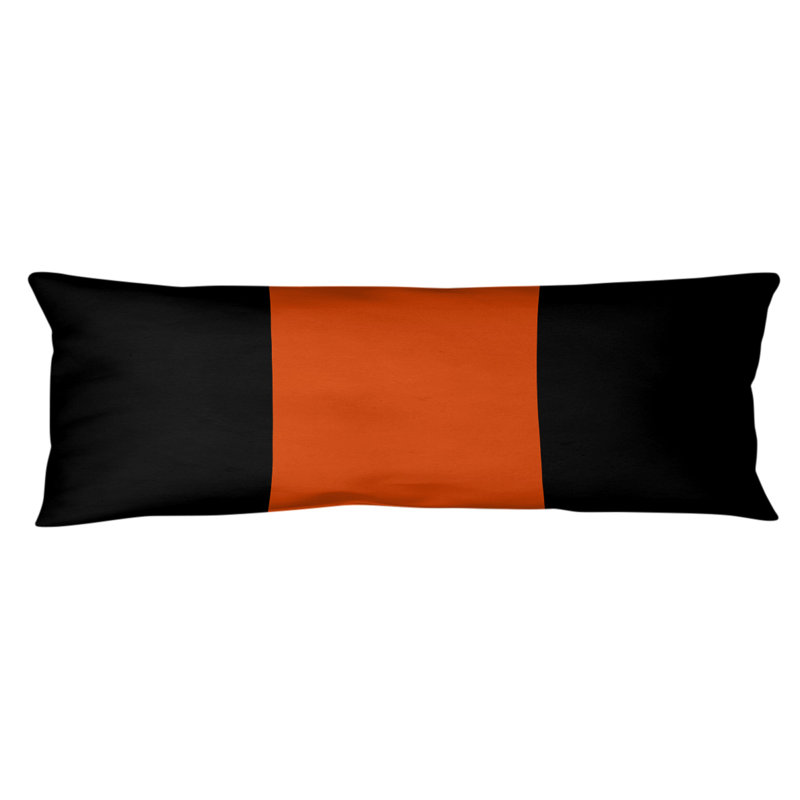Oreiller de corps en polyester / polyester Arizona Football Stripes, Noir / Orange / Noir, Aaru 