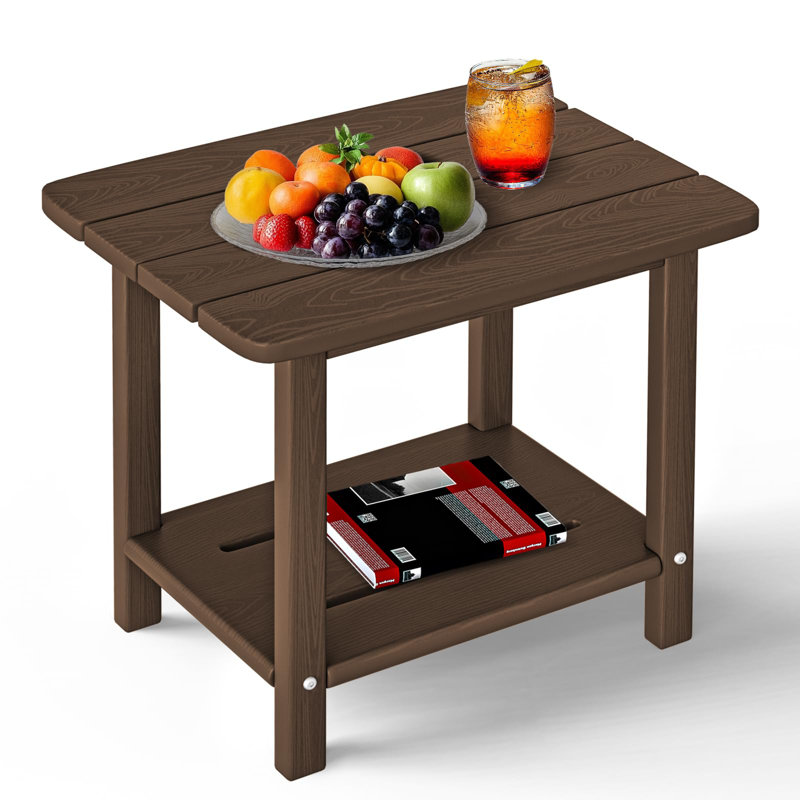 Adirondack Square Side Table - 18.4" HDPE Outdoor End Table - Weatherproof, Rustproof & Low Maintenance For Patio, Deck, Pool, Or Indoor Use