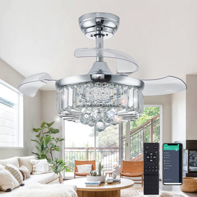 30" Dimmable Crystal Chandelier Fan
