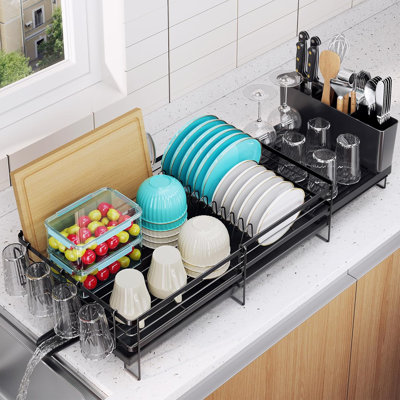 AZOPIR Large Dish Drying Rack Extendable Dish Rack For Kitchen
