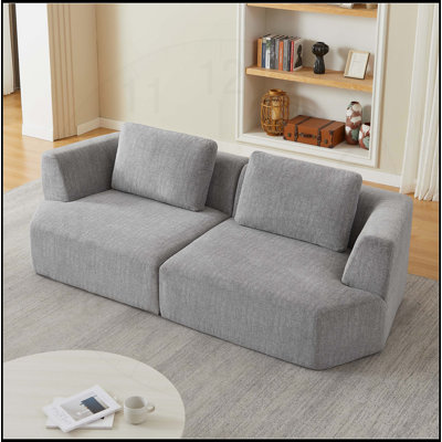 Canapé surdimensionné compressé 3 places avec tissu chenille, sans assemblage, peu encombrant pour le salon et l’appartement