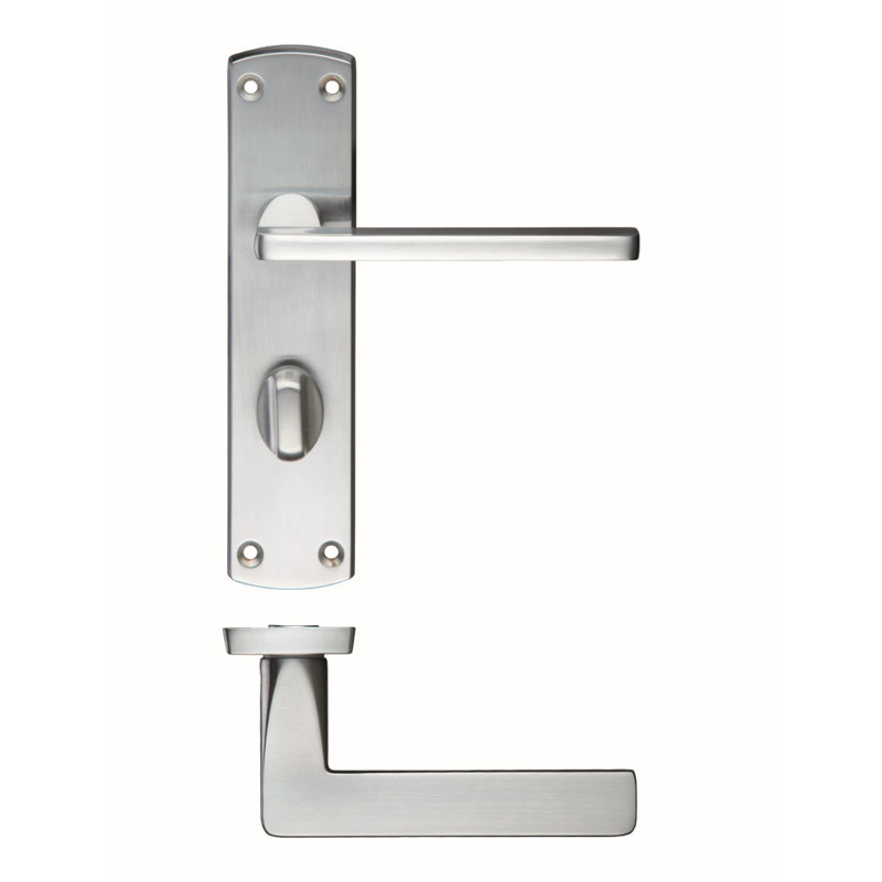 Leon Bathroom Door Handle, Satin Chrome