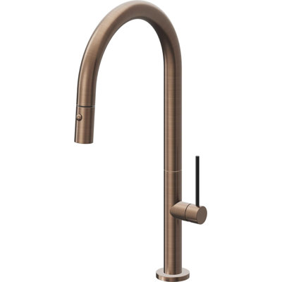 Pull-Down Kitchen Faucet With Button Sprayer - High Arc Spout