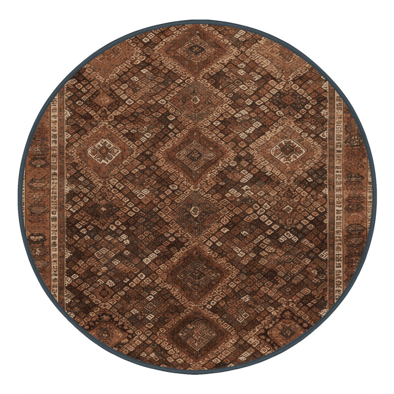 Tapis brun lavable à la machine, Rond 6 pi