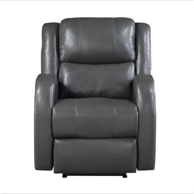 Modern Living Room Furniture 1Pc Power Reclining Chair Gray Faux Leather Upholstery Plush Seating Solid Wood Frame