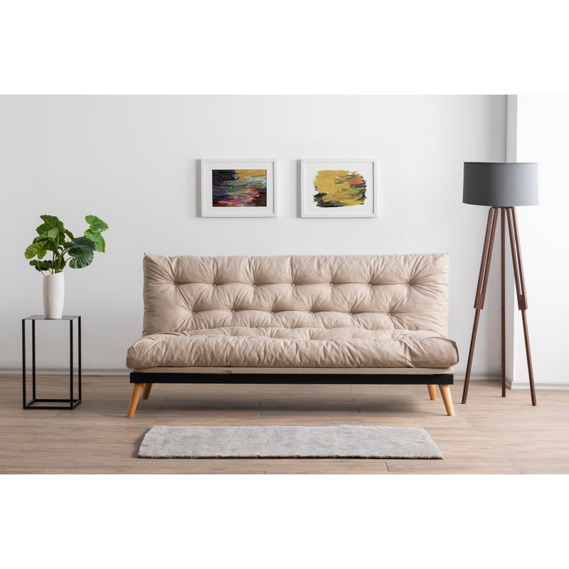 Allyssia 185cm Upholstered Convertible Sofa, Cream