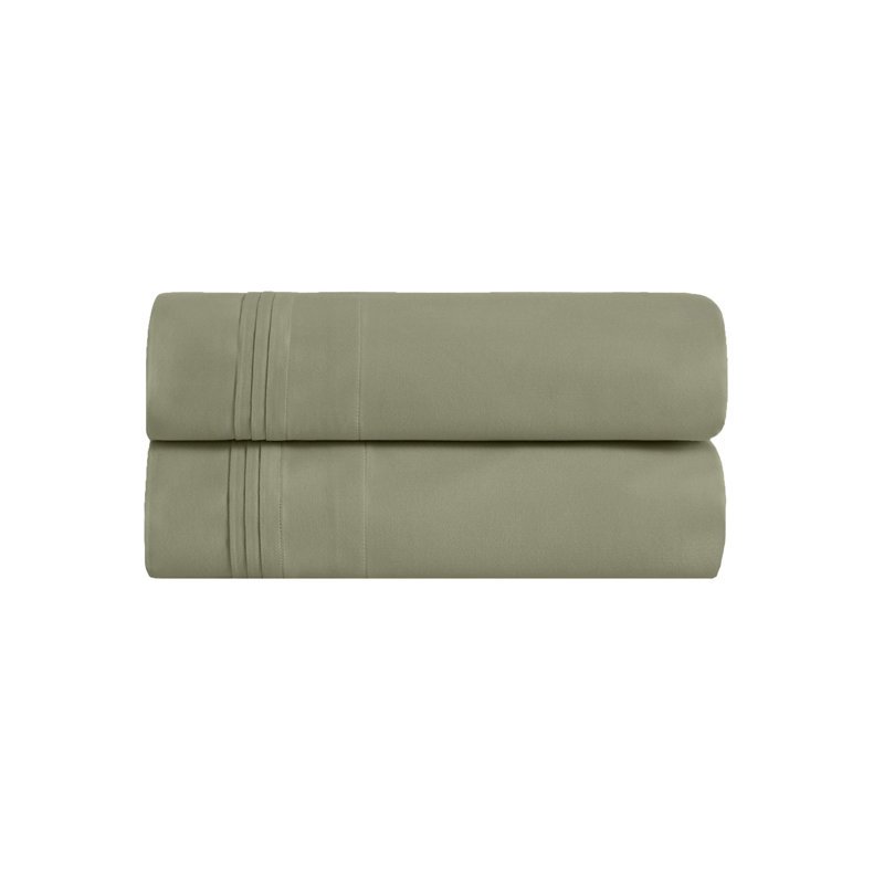 Ensemble de taies d'oreiller de couleur unie en coton égyptien certifié 650 fils Aldin, Très grand lit, Sauge