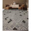 Tapis rectangulaire en lin noué à la main ivoire / gris / noir-88508283