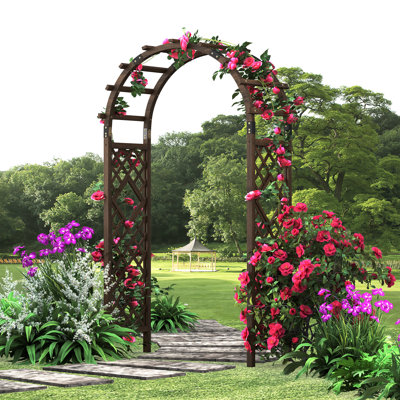 47.24" W x 19.68" D Garden Arch Solid Wood Arbor in Brown