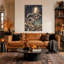 «Dark Blue and Rust Layered Arches Collage Halloween», art mural sur toile-1504509081