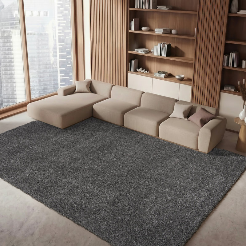 Brittney Performance solid color shag rug, Grey, Rectangle de 10 pi x 14 pi