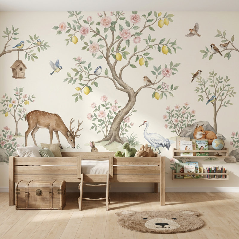 Papier peint Woodland, 100 po x 96 po, Peler et coller