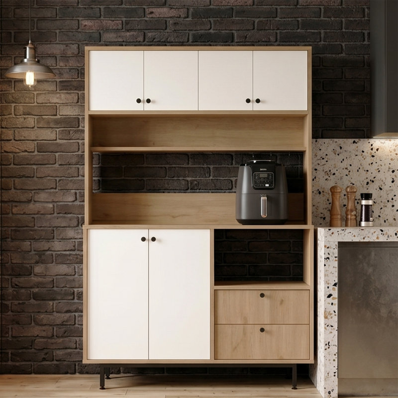 Garde-manger 71 po Elara avec huche pour micro-ondes et crochets intégrés