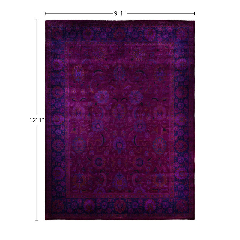 Overdyed One-of-a-Kind 9' 1" X 12' 1" Hand Knotted Area Rug
