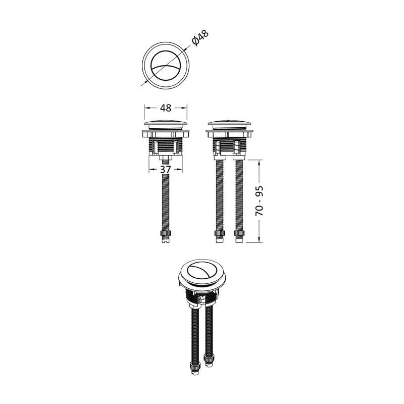 Matt White Cistern Push Button, Matte White