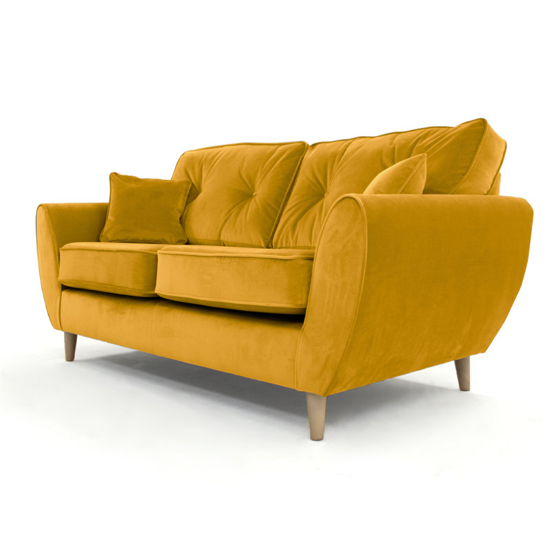Rafe 3 Seater Velvet Sofa, Mustard Velvet