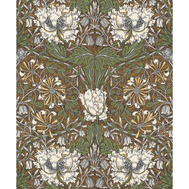 Avier Non-Pasted Floral Wallpaper Roll, Dijon/Sage