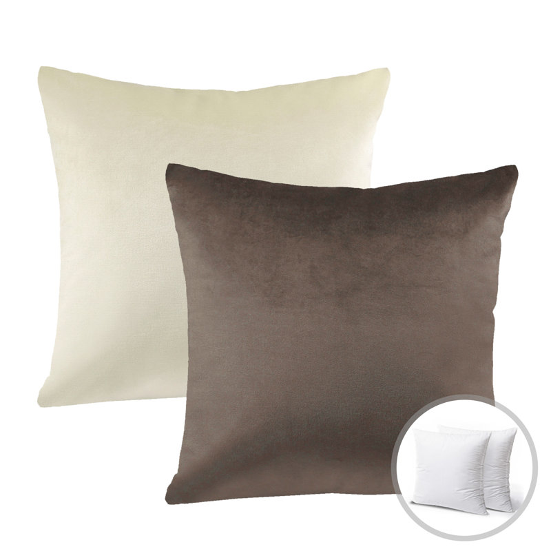 Reversible Throw Pillow, 18"H x 18"W, Dark Coffee/Off White
