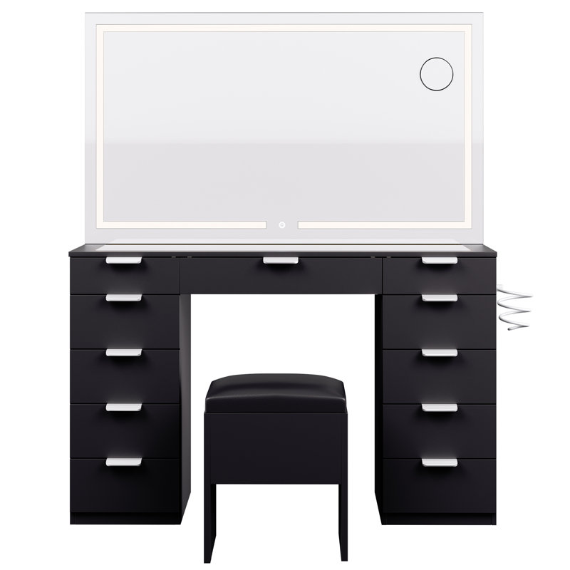 Large Makeup Vanity, Black