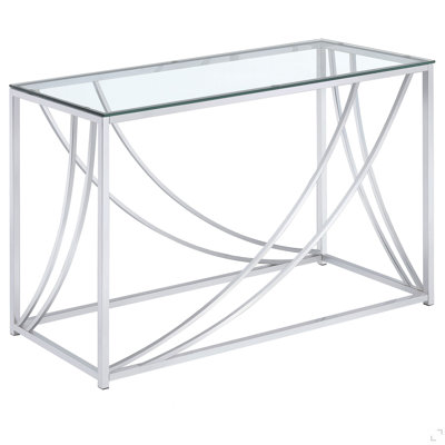Chrome Glass Top Entryway Console Table Accents